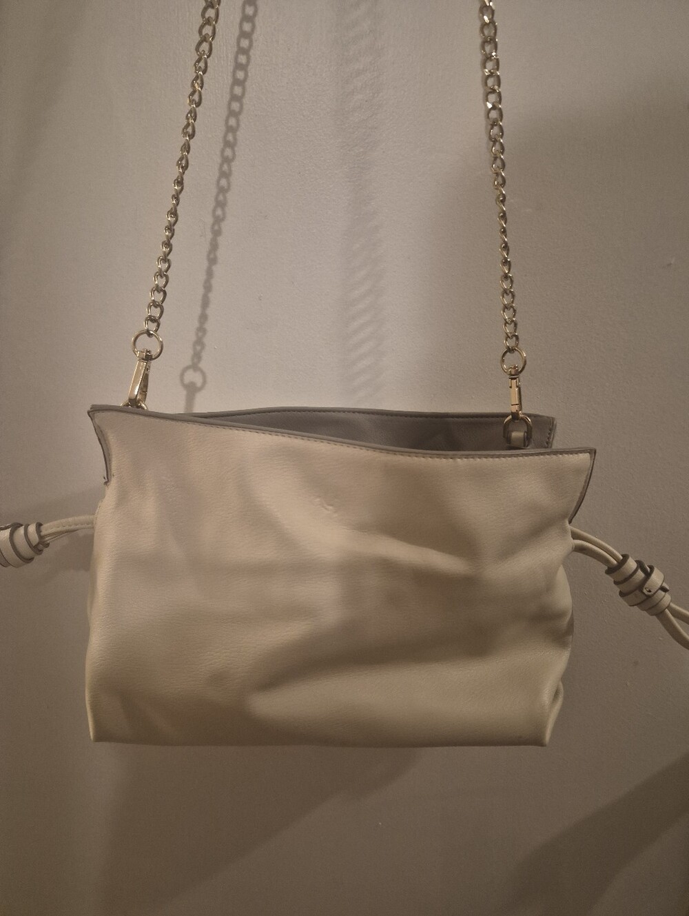 A New Day Cream Leather Chain-Handle Shoulder Bag